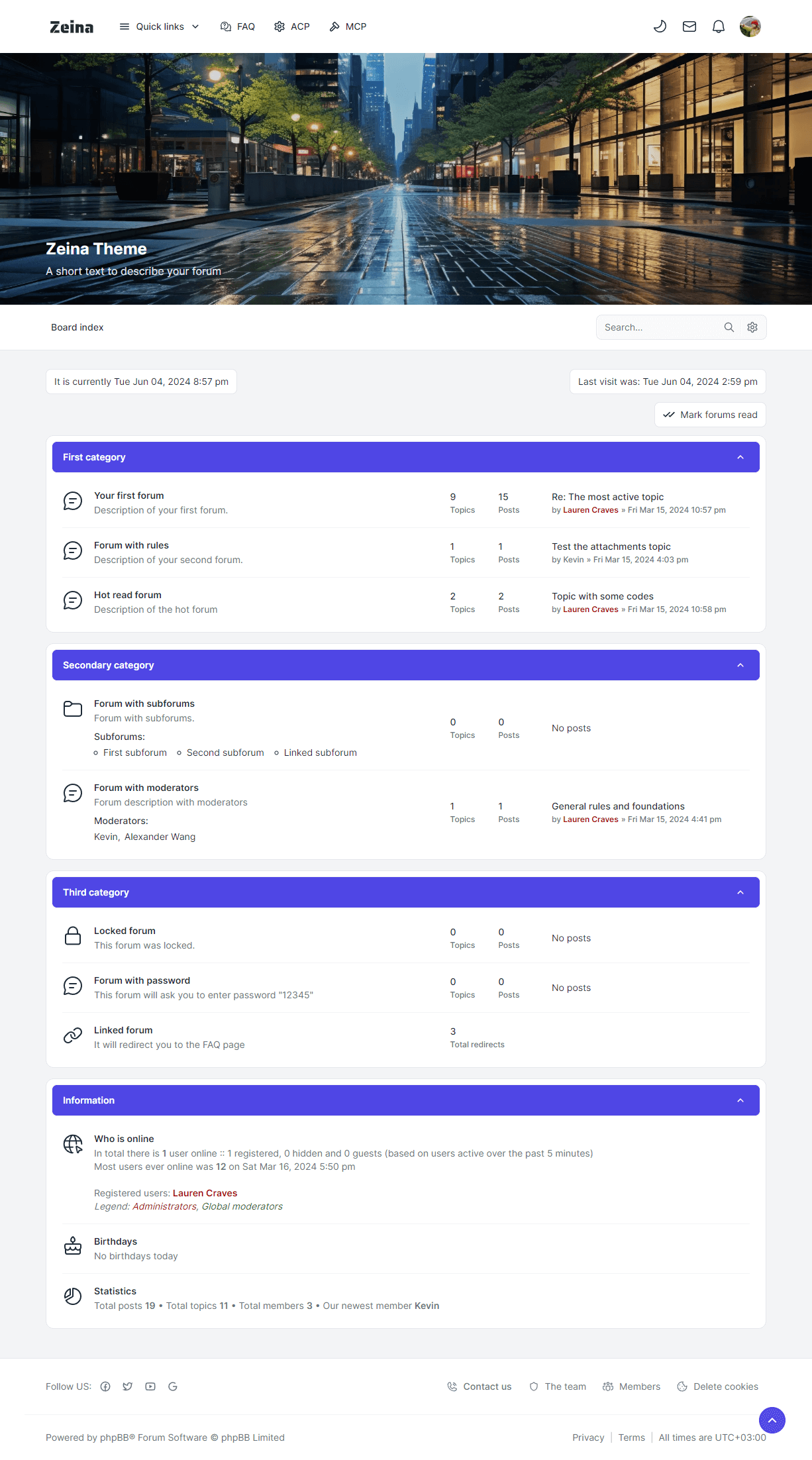 Zeina phpBB theme indigo